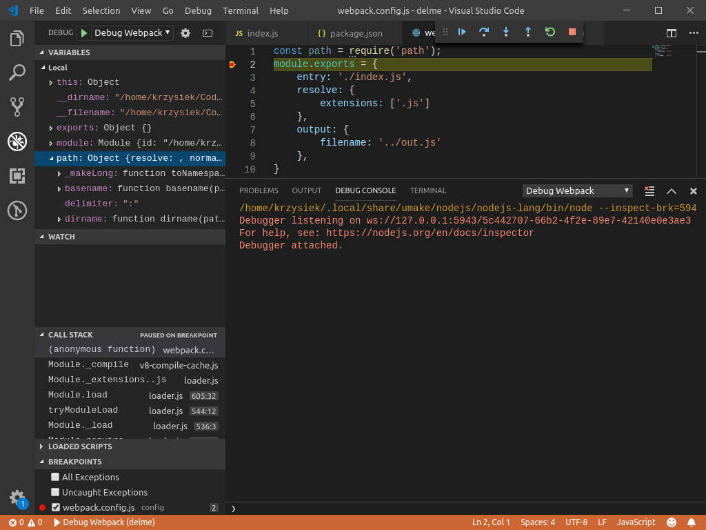 webstorm debug webpack